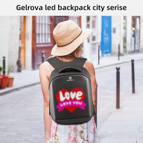 G LED Display Backpack with App Control City Serise, 17 Inch Cool DIY Pixel Art Animation Fashion Programming Laptop Backpack