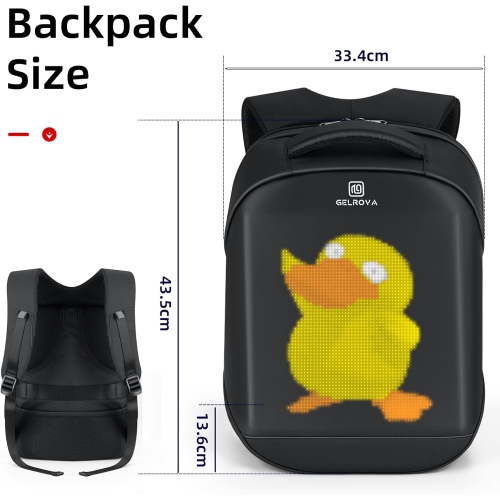 G LED Display Backpack with App Control City Serise, 17 Inch Cool DIY Pixel Art Animation Fashion Programming Laptop Backpack