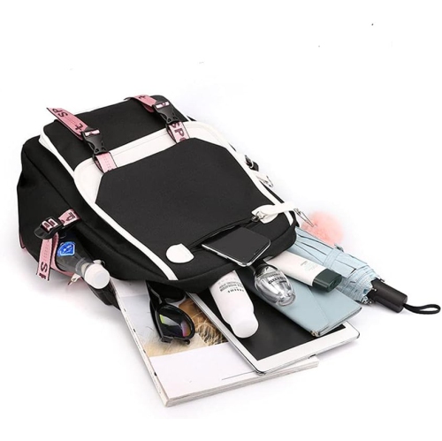 Kids Backpacks For Teen Girls With USB Port, cute black backpack Can Hold 15.6in Notebook,Tablets.Girls Backpack Can Be Used As Gift for Students Or