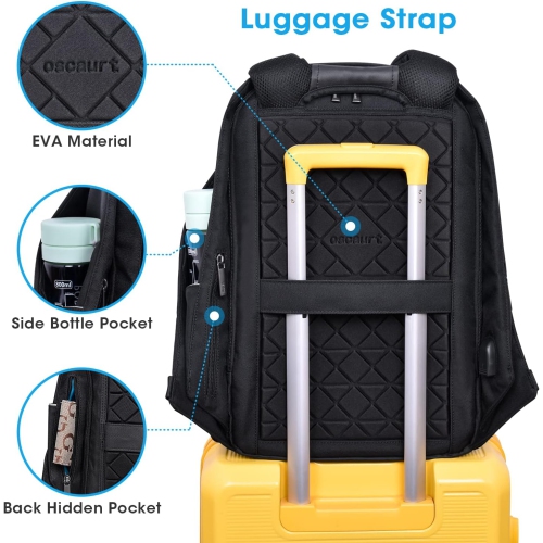 Anti Theft Backpack - 15.6 Inch Laptop Travel Backpack with Hidden Zipper and USB Charging Port - Waterproof Business Computer Bag for Men & Women