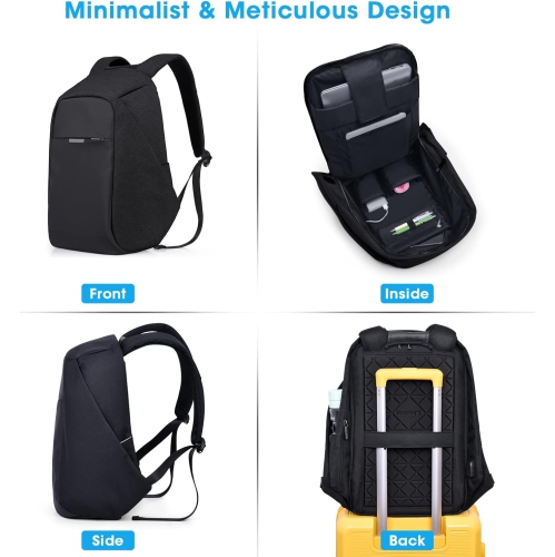 Anti Theft Backpack - 15.6 Inch Laptop Travel Backpack with Hidden Zipper and USB Charging Port - Waterproof Business Computer Bag for Men & Women