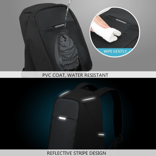 Anti Theft Backpack - 15.6 Inch Laptop Travel Backpack with Hidden Zipper and USB Charging Port - Waterproof Business Computer Bag for Men & Women