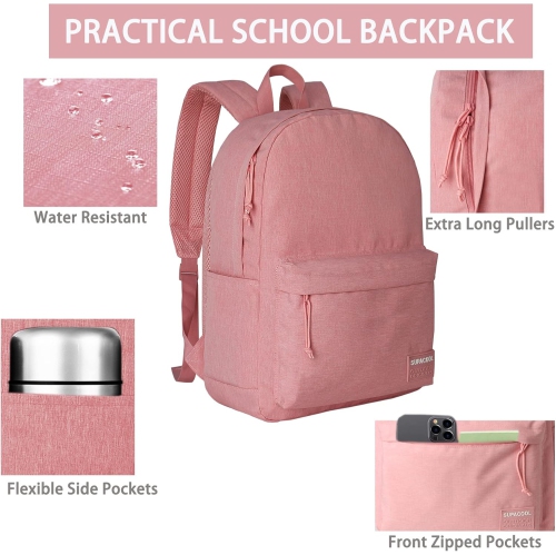 Lightweight Casual Laptop Backpack with USB Charging Port for Men and Women School Bookbag for College(Pink)