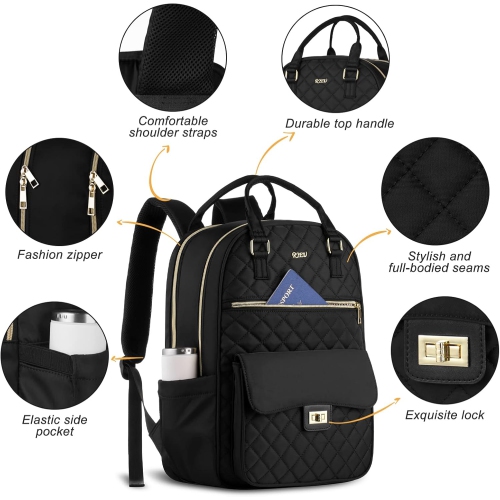 Backpack for Women,Laptop Bag for Travel Work College Teacher,School Backpack for Teen Girls Student,Sac a Dos Femme Voyage,Ladies Gifts,Black