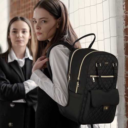 Backpack for Women,Laptop Bag for Travel Work College Teacher,School Backpack for Teen Girls Student,Sac a Dos Femme Voyage,Ladies Gifts,Black