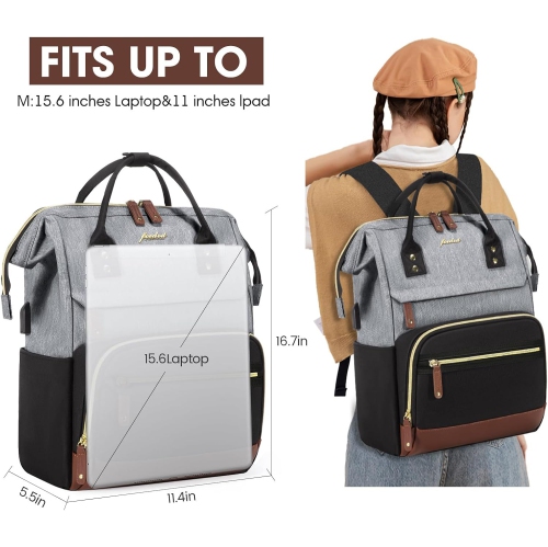 Laptop Backpack for Women Bag - 15.6 Inch Work Business Backpacks Purse with USB Port Large Capacity Nurse Bag Backbag, Waterproof Casual Daypack for