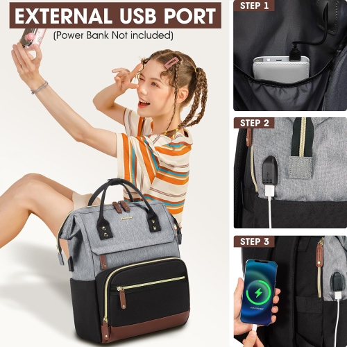 Laptop Backpack for Women Bag - 15.6 Inch Work Business Backpacks Purse with USB Port Large Capacity Nurse Bag Backbag, Waterproof Casual Daypack for