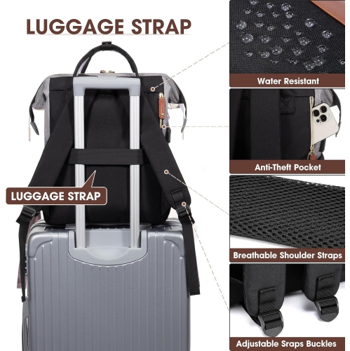 Laptop Backpack for Women Bag - 15.6 Inch Work Business Backpacks Purse with USB Port Large Capacity Nurse Bag Backbag, Waterproof Casual Daypack for