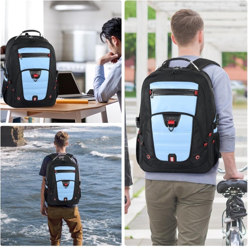 Big Backpack for Travel, 52L Large Anti-Theft Computer Backpack for Women Men, Heavy Duty Laptop Bag 17.3 Inch with USB Port, College Business Work