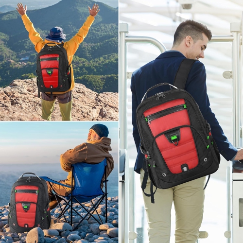 52L Extra Large Laptop Backpack, Travel Computer Bag with USB Port, TSA-Approved Business Rucksack for Men Women, Heavy Duty Backpack Fits 17.3 Inch