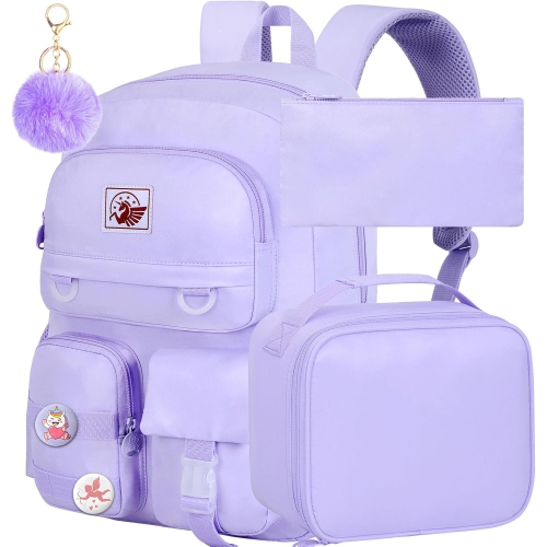 3PCS Laptop Backpack for Girls Women, 15.6 Cute Aesthetic Computer Water Resistant Anti Theft College School Bookbag with Lunch Box for Teens