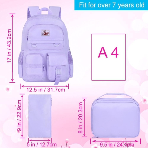 3PCS Laptop Backpack for Girls Women, 15.6 Cute Aesthetic Computer Water Resistant Anti Theft College School Bookbag with Lunch Box for Teens