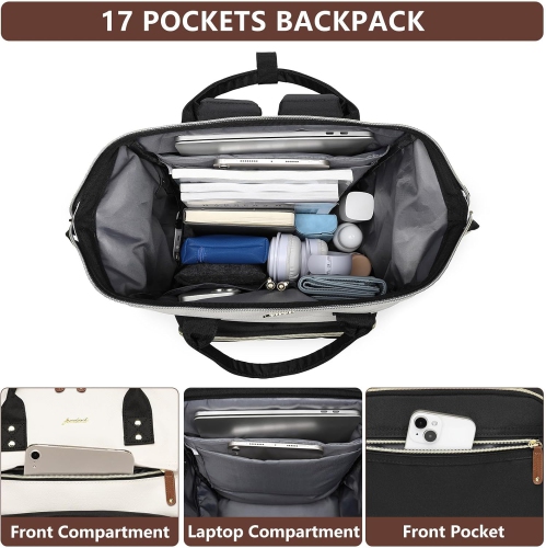 Backpack for Women 17 Inch Laptop Backpack Work Business Backpacks Purse Waterproof Computer College Carry on Backpacks Nurse Bag Backbag Casual