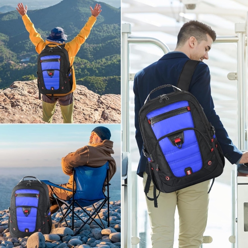 Gaming Laptop Travel Backpack Fits 18.4-19 Laptops, Extra Large TSA Carry On Bag, College Business Work Mens Backpack, Blue