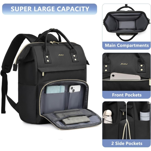 Women Laptop Backpack Teacher Bags: 17.3 Inch Nurse Computer Backpack with USB Port Work Bag Stylish Travel Daypack Bookbag Waterproof for Business