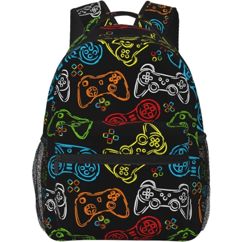 F Backpack School Bag For Students Teens Men Women Laptop Backpacks Travel Daypack Bag With Multiple Pockets, Video Game#05, One Size, Daypack