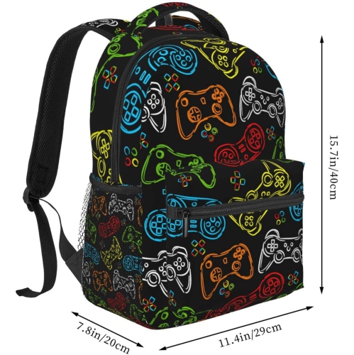 F Backpack School Bag For Students Teens Men Women Laptop Backpacks Travel Daypack Bag With Multiple Pockets, Video Game#05, One Size, Daypack