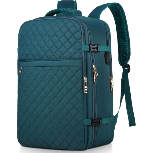 OECECA  M Large Travel Backpack Women, Flight Approved Carry On Backpack, Water Resistant Anti-Theft Casual Daypack School Bag, 17.3 Inch, Peacock