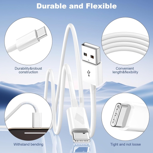 Paquet de 2 3 câbles de recharge pour iPhone 15 et 16; Câble USB-A à USB-C pour iPhone; Câble USB-C pour Samsung/iPad Pro/iPad Air Android; Câble de