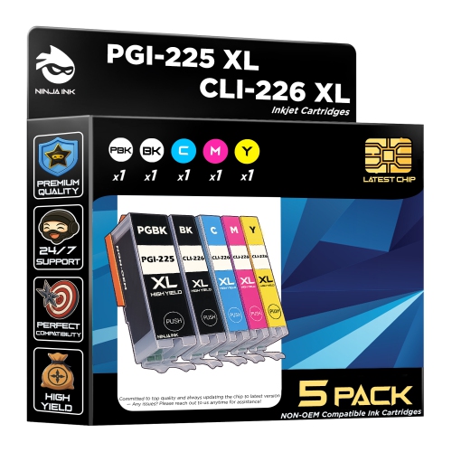 NINJA INK® Compatible with Canon PGI-225 CLI-226 PGI225 CLI226 PIXMA MG5220 MG6120 MG8120 IP4820 MX882 MG5120 MG8120B MG5320 MG6220 MG8220 MX892