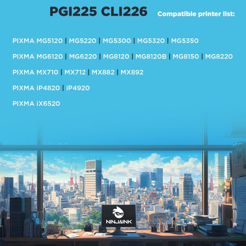 NINJA INK® Compatible with Canon PGI-225 CLI-226 PGI225 CLI226 PIXMA MG5220 MG6120 MG8120 IP4820 MX882 MG5120 MG8120B MG5320 MG6220 MG8220 MX712