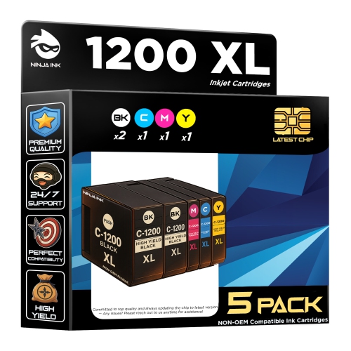 NINJA INK® Compatible with Canon 1200XL PGI-1200 PGI1200XL - Canon MAXIFY MB2020 MB2120 MB2320 MB2700 MB2720