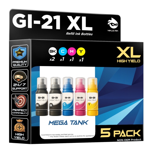 NINJA INK® Compatible with Canon GI21 GI-21 GI 21 GI-21 Ink Bottle Black Refill MegaTank - PIXMA G1220 G1230 G2260 G2270 G3060 G3260 G3270 G3290