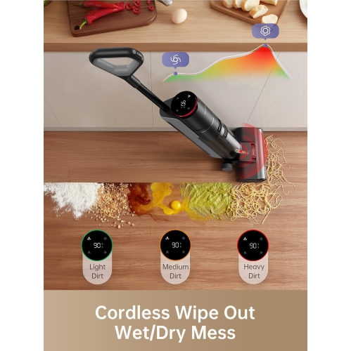 Dreame H12 Pro Mop Vacuum Combo for Hard Floors, Floor Washer with Smart Dirt Sensor, One-Step Edge to Edge Cleaning with Hot Air Drying,