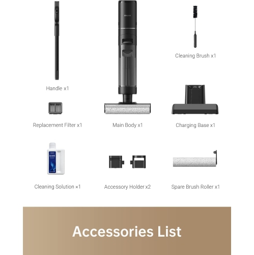 Dreame H12 Pro Mop Vacuum Combo for Hard Floors, Floor Washer with Smart Dirt Sensor, One-Step Edge to Edge Cleaning with Hot Air Drying,