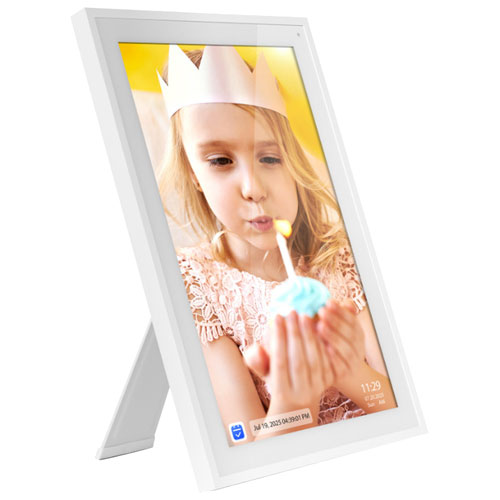 Cadre photo numérique Wi-Fi 32 Go 15,6 po à écran tactile d'Aluratek - Blanc