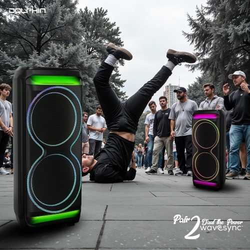 Dolphin SP-5500RBT Bluetooth Party Speaker with Dual 15” Woofers and Wireless Microphone