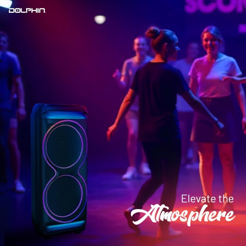 Dolphin SP-5500RBT Bluetooth Party Speaker with Dual 15” Woofers and Wireless Microphone