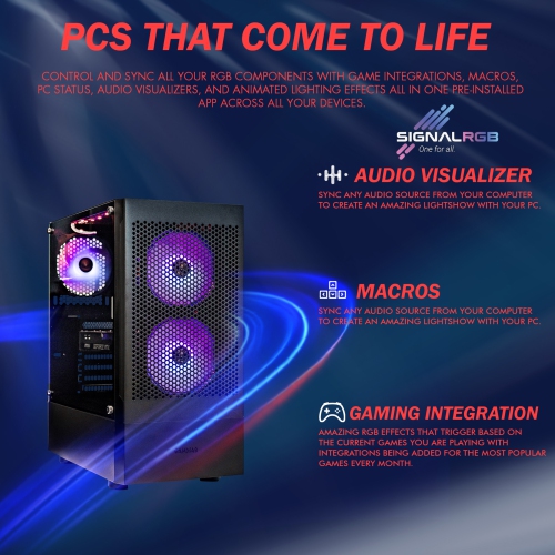 Gigatech Gaming Apollo 5 Gaming PC Desktop - AMD Ryzen 5 5500 4.2GHz 6-Core, NVIDIA RTX 3050 GPU Graphics Card, 16gb DDR4 3200MHz, 512GB SSD + 8TB