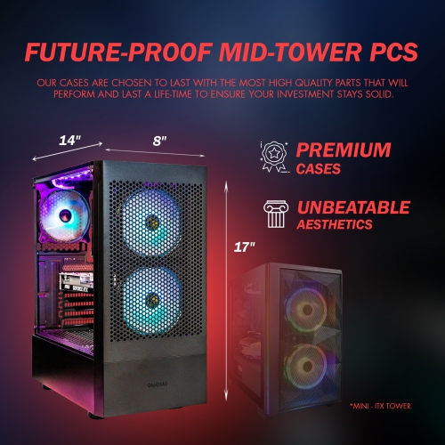 Gigatech Gaming Apollo 5 Gaming PC Desktop - AMD Ryzen 5 5500 4.2GHz 6-Core, NVIDIA RTX 3050 GPU Graphics Card, 16gb DDR4 3200MHz, 512GB SSD + 4TB