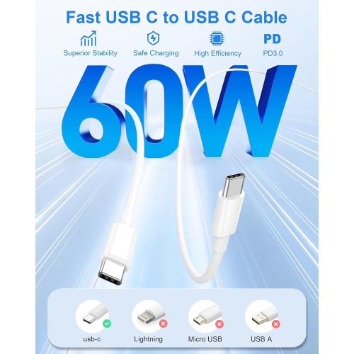 for iPhone 17 16 15 Pro Max Charger, 2 Pack 20W Fast Charging USB C Charger Block Wall Power Adapter + 6FT USB-C Cable for iPhone 17/17 Pro/17 Pro