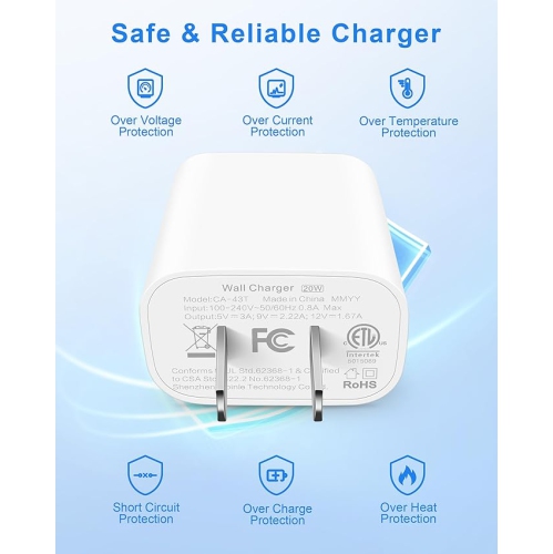 for iPhone 17 16 15 Pro Max Charger, 2 Pack 20W Fast Charging USB C Charger Block Wall Power Adapter + 6FT USB-C Cable for iPhone 17/17 Pro/17 Pro