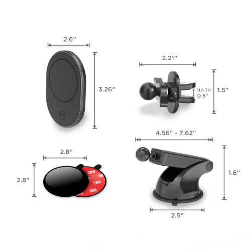 Mighty Mount Magsafe Magnetic Car Mount Bundle - Black