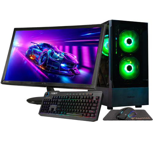 GIGATECH GAMING  Titan 3 Gaming PC Desktop Monitor Bundle - Amd Ryzen 5 5500 4.2Ghz 6-Core, Nvidia Rtx 5060 Gpu, 16GB Ddr4 3200Mhz, 512GB SSD + 6Tb