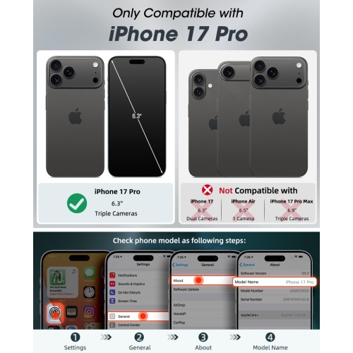 Étui portefeuille pour iPhone 17 Pro, porte-carte anti-RFID pour femmes et hommes mode cuir PU, fermeture magnétique, fermeture à glissière, étui