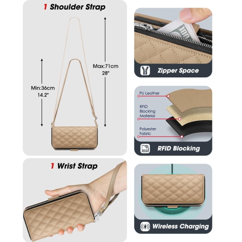 Étui portefeuille pour iPhone 17 Pro, porte-carte anti-RFID pour femmes et hommes mode cuir PU, fermeture magnétique, fermeture à glissière, étui