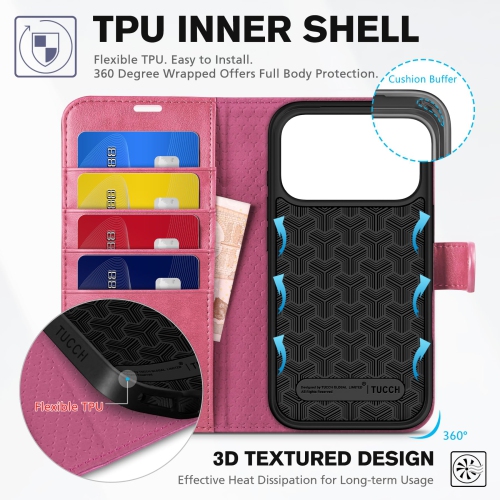 Étui portefeuille compatible avec l'iPhone 17 Pro 2025, 4 fentes pour cartes | Blocage RFID | Cuir PU | Fermeture magnétique | Étui folio protecteur