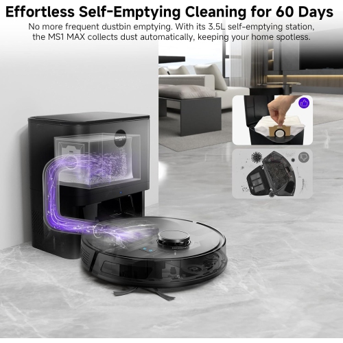 MONSGA Robot Vacuum & Mop - 5000 Pa Self-Emptying Auto-Dock with 3.5 L / 60-Day Capacity, LiDAR Mapping & Navigation, 180-Min Runtime, Wi-Fi / App /