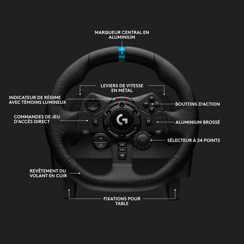 Volant de course et pédales G923 de Logitech avec levier de vitesses Driving Force pour PS5/PS4/PC - Noir