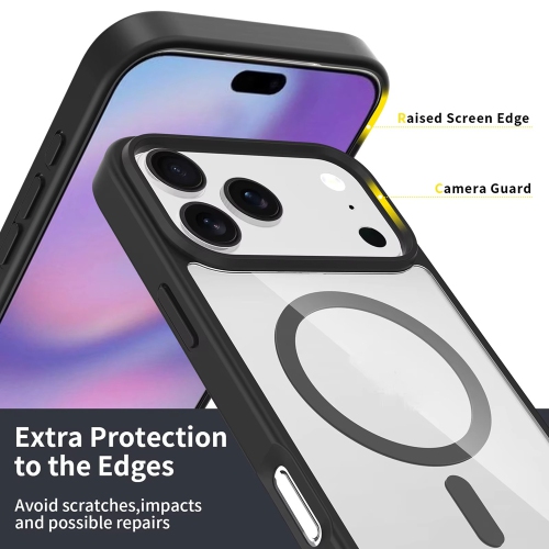 [CS] Transparent Hard PC Hybrid Magnetic MagSafe Case Cover for iPhone 17 Pro Max, Black