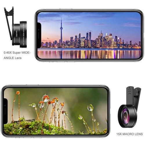Edgestation Phone Camera Lens Set - 0.45X Wide Angle and 12.5X Macro Lens, 2 in 1 Clip-On for Most Smartphones