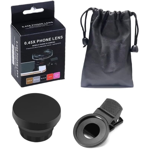 Edgestation Phone Camera Lens Set - 0.45X Wide Angle and 12.5X Macro Lens, 2 in 1 Clip-On for Most Smartphones