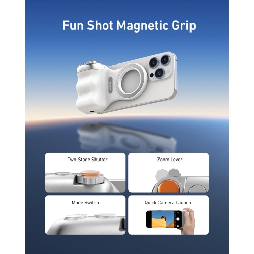 TELESIN Fun Shot Magnetic Phone Camera DSLR Style Shutter Grip with Remote Control, iPhone Camera Grip Phone Clip Handle with 1/4" for iPhone Android