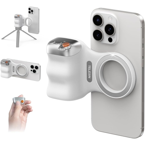 TELESIN Fun Shot Magnetic Phone Camera DSLR Style Shutter Grip with Remote Control, iPhone Camera Grip Phone Clip Handle with 1/4" for iPhone Android