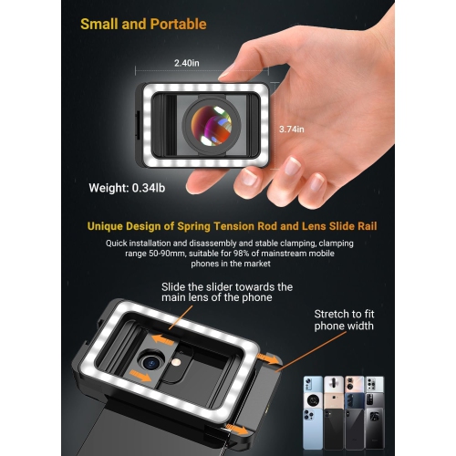 APEXEL 15X Macro Lens for iPhone with LED Fill Light, Samsung, Android Phone, with Universal Lens Clip Attachment