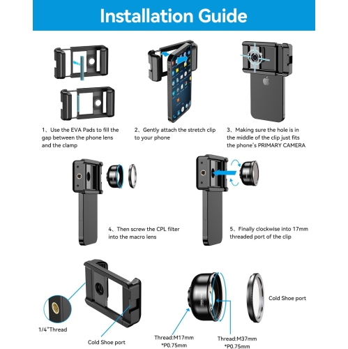 APEXEL 15X Macro Lens for iPhone with LED Fill Light, Samsung, Android Phone, with Universal Lens Clip Attachment